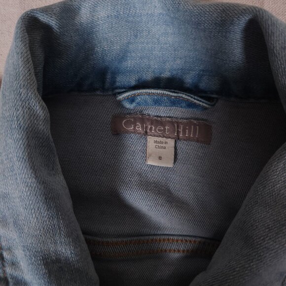 Garnet Hill Relaxed Denim Jeans Jacket Womens Size 8 Organic Cotton Blend - Picture 9 of 15